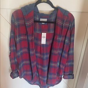 American Eagle Outfitters Red and Blue Plaid Top